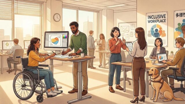 同じオフィスで一緒に働く