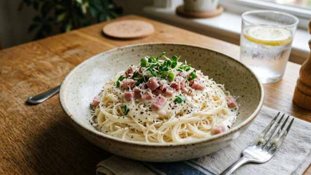 豆腐カルボナーラそうめん